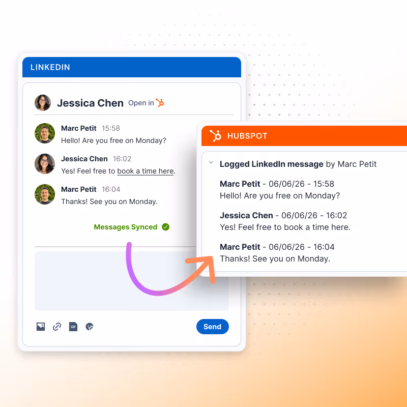 Sync LinkedIn messages to HubSpot in 1-Click