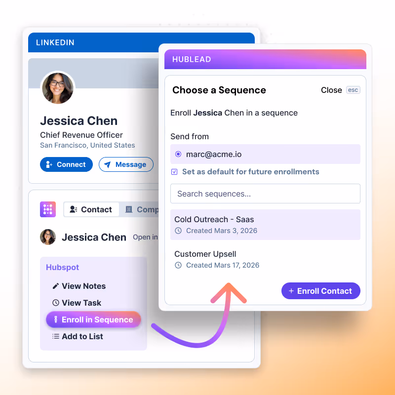 Add a LinkedIn contact to a HubSpot sequence